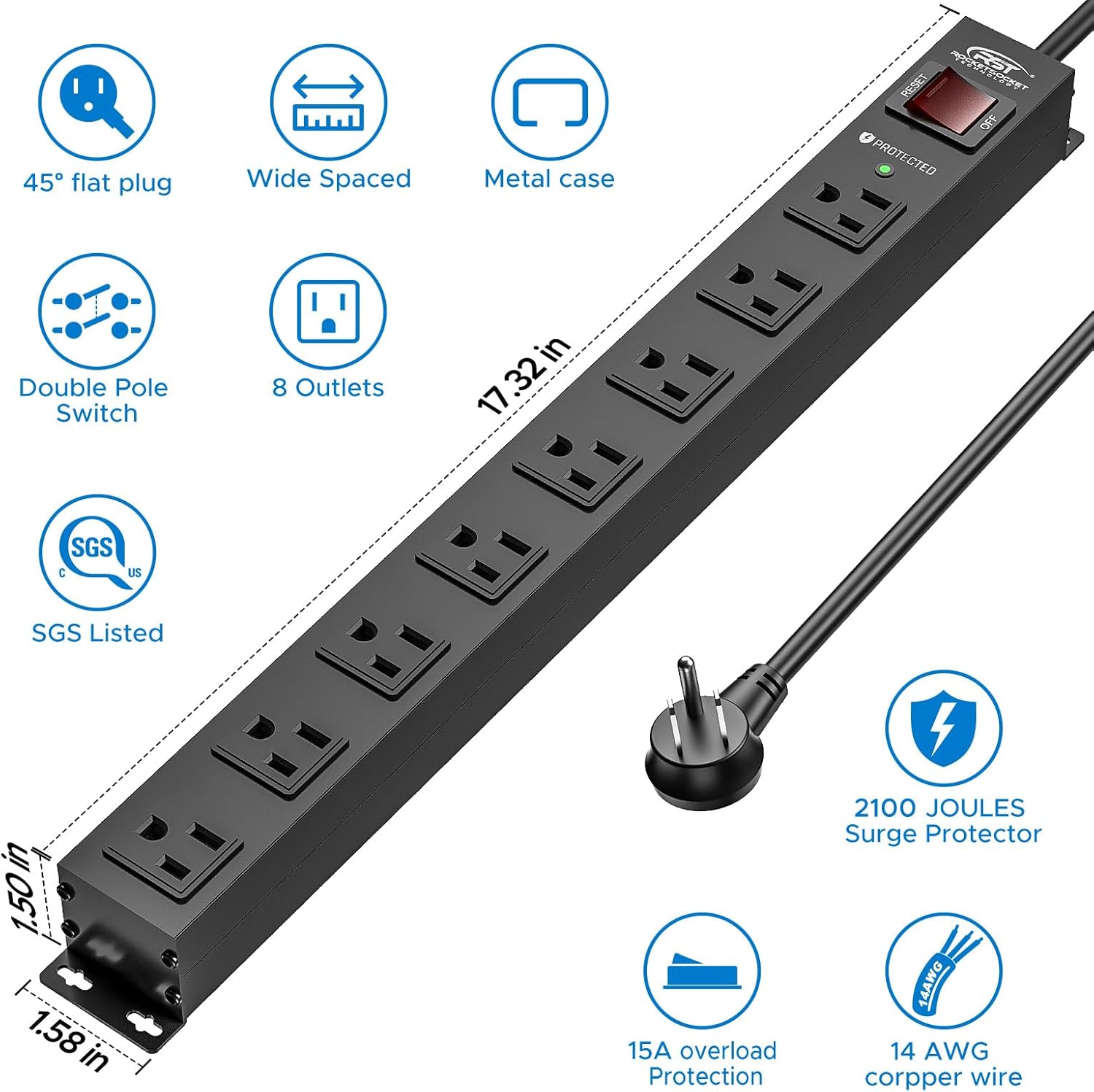 Sim Racing 8 outlet power strip easily mount to your sim racing rig 