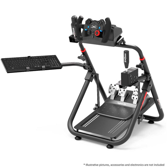 Sim Racing Wheel Stand with Keyboard mount and shifter mount - Extreme Sim Racing SXT V2 Black Side View